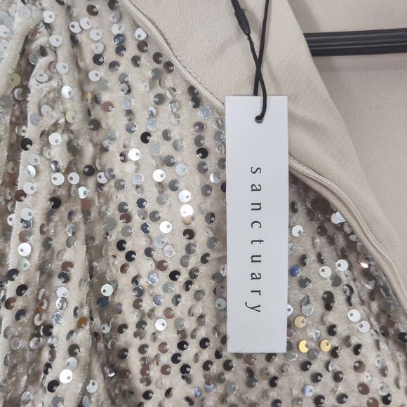Sanctuary Sequin Mini Dress Silver Cream Size Small Sparkle Cocktail - Picture 15 of 15